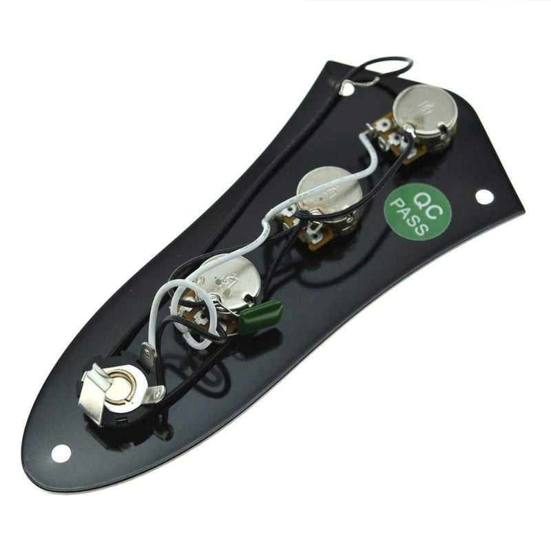KAISH Fully Loaded Control Plate Pre-Wired Control Plate with Wiring Harness for Jazz J Bass Black - Image 3